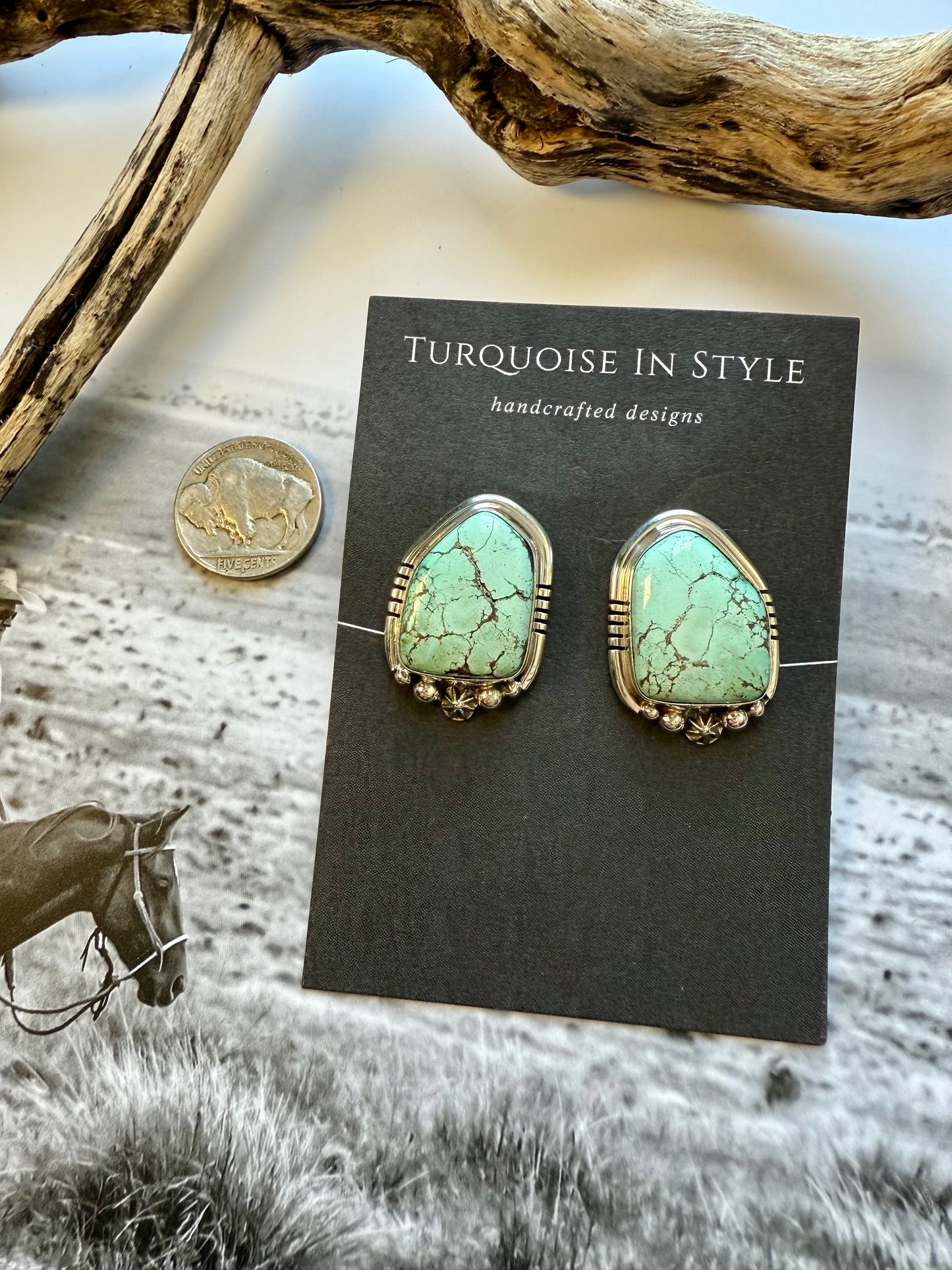 Bamboo Turquoise Studs