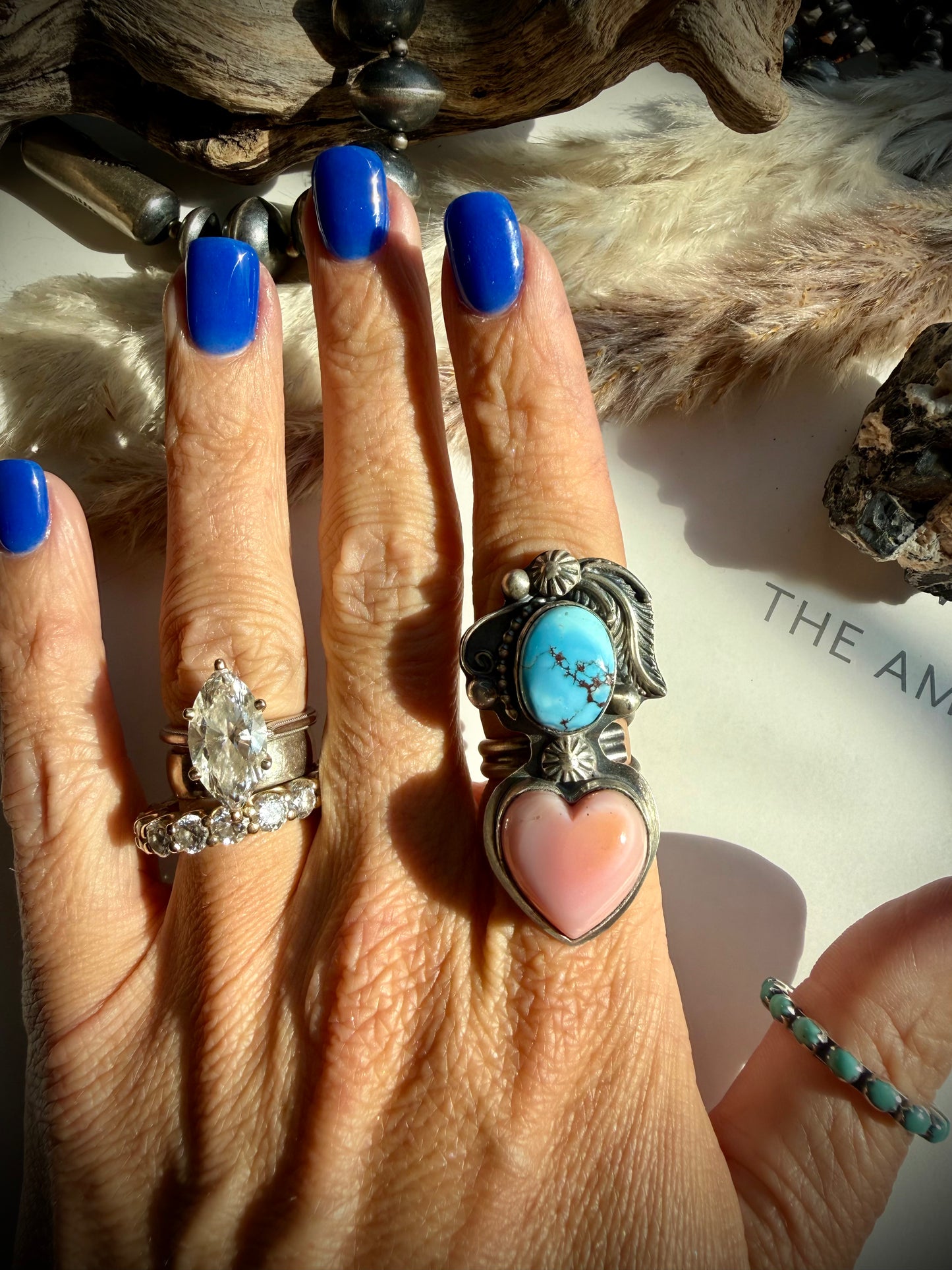 Pink Conch & Golden Hills Ring- Adjustable