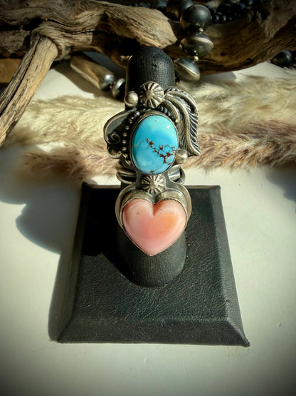 Pink Conch & Golden Hills Ring- Adjustable