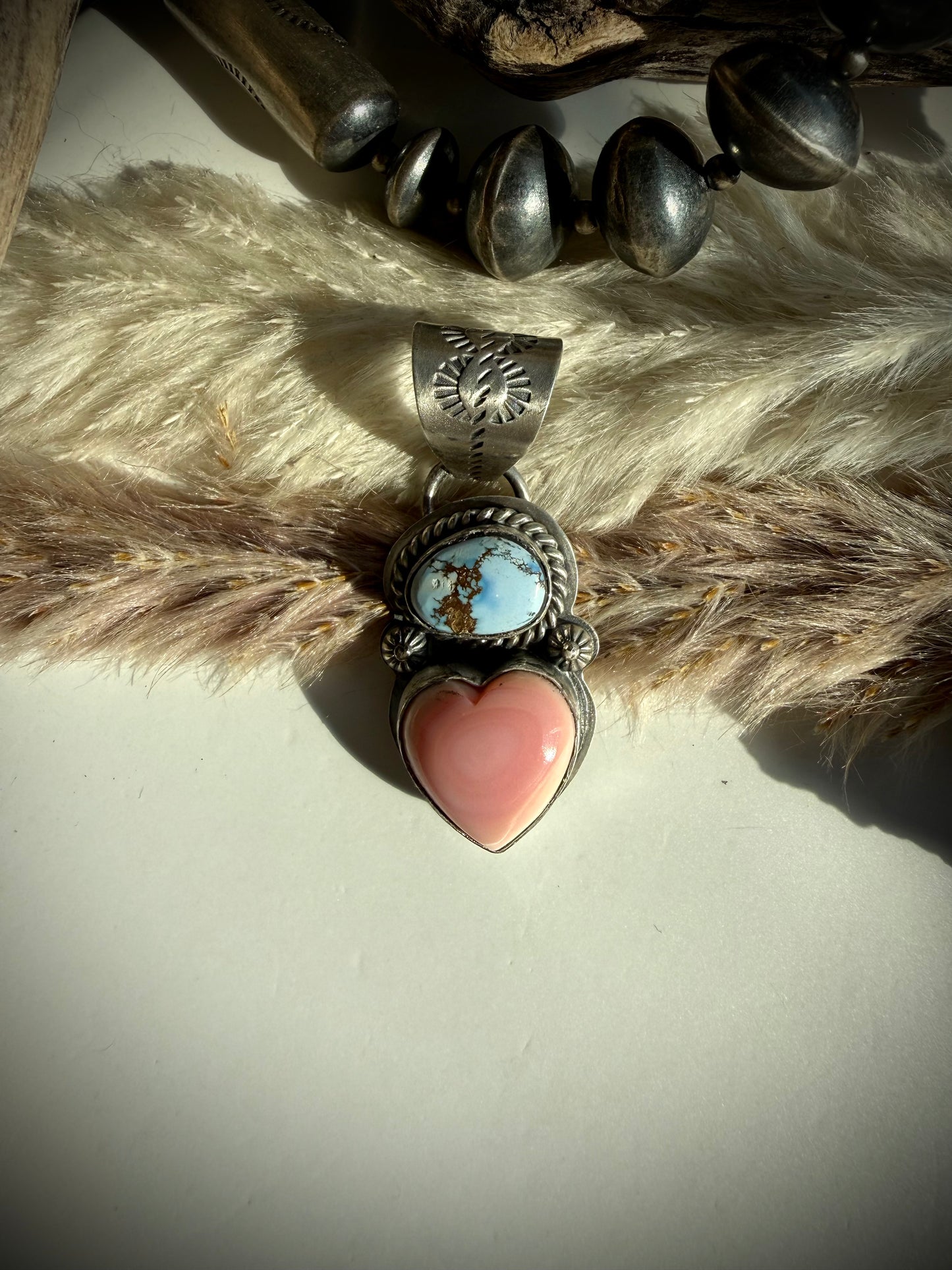 Pink Conch & Golden Hills Pendant