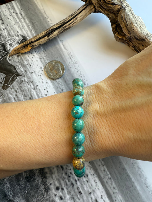 8mm Royston Turquoise Stretch Bracelet