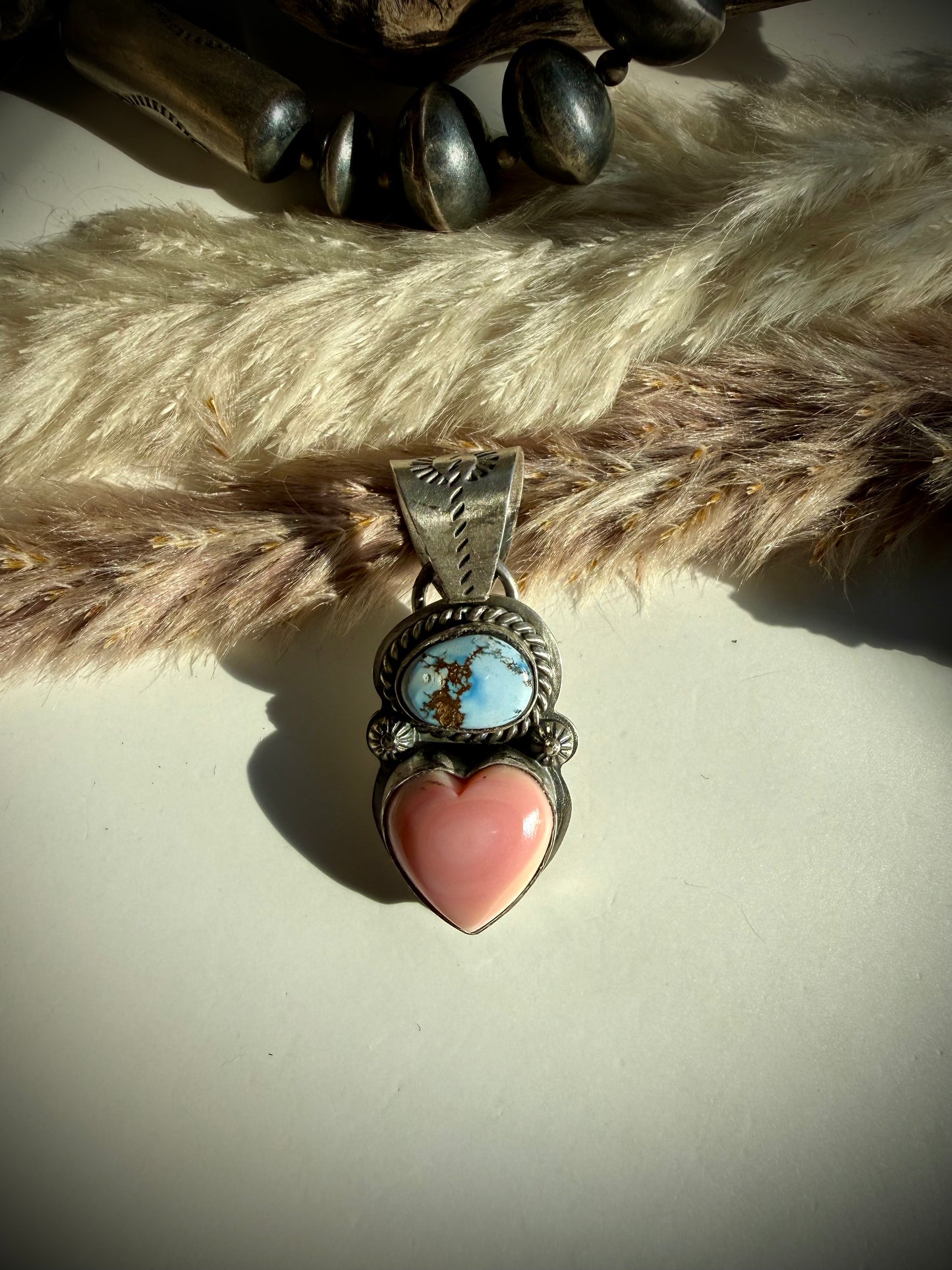 Pink Conch & Golden Hills Pendant