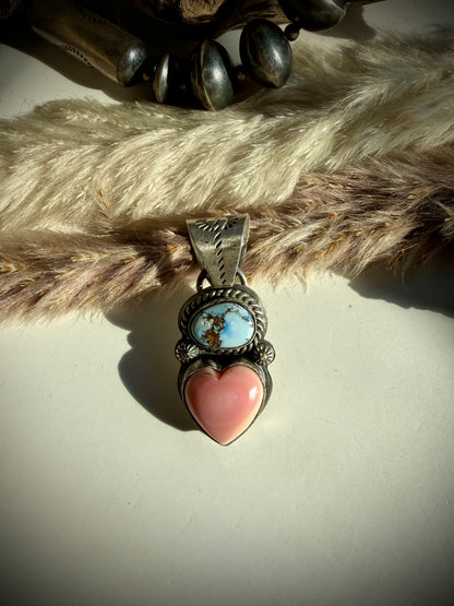Pink Conch & Golden Hills Pendant