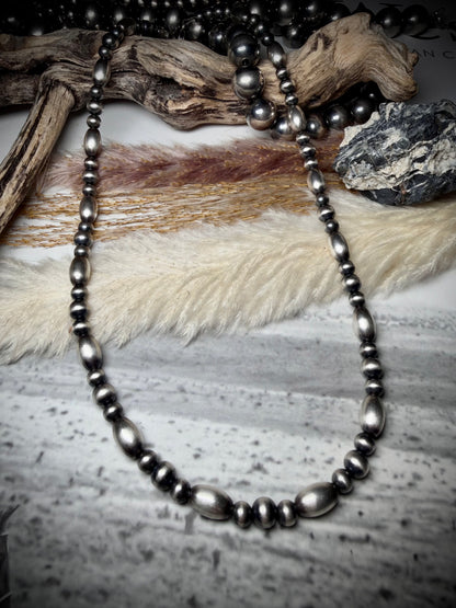 18" Sterling Melon and Round Pearl Necklace