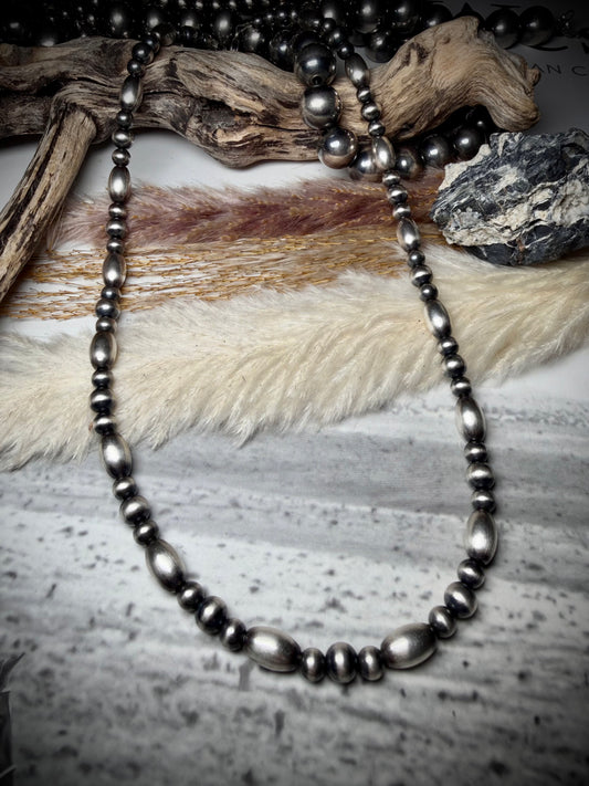 18" Sterling Melon and Round Pearl Necklace