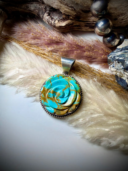 Turquoise Rose Pendant
