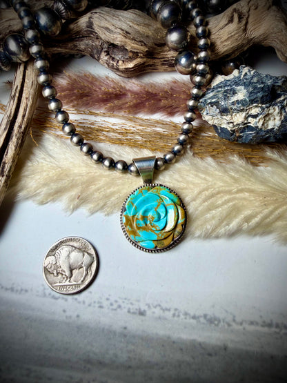 Turquoise Rose Pendant