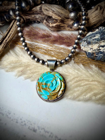 Turquoise Rose Pendant