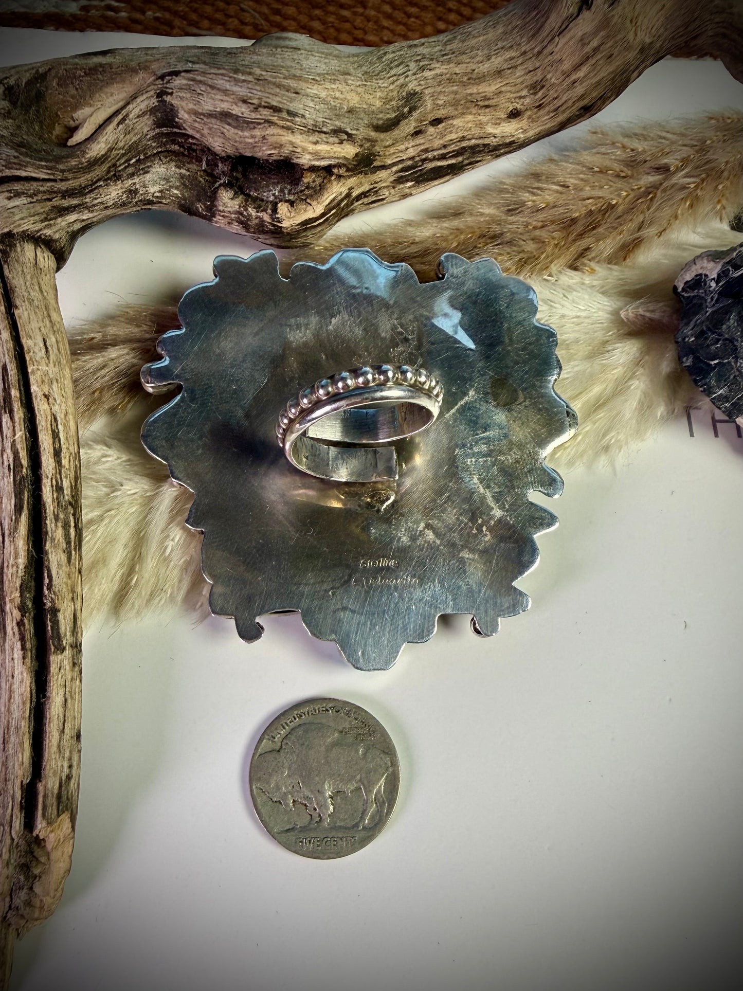 Pink Conch Heart & Turquoise Statement Ring