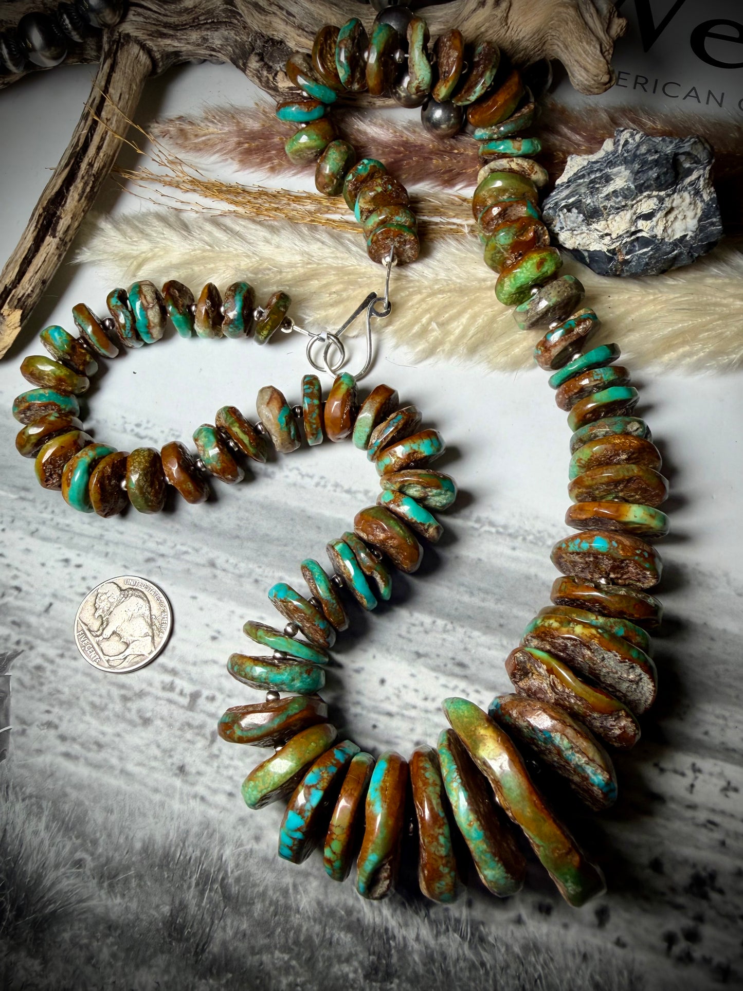 Megan's Huge Graduated Royston Disc Necklace