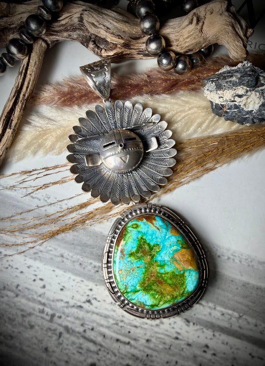 Huge Sonoran Sunface Kachina Pendant by Freddy Charley