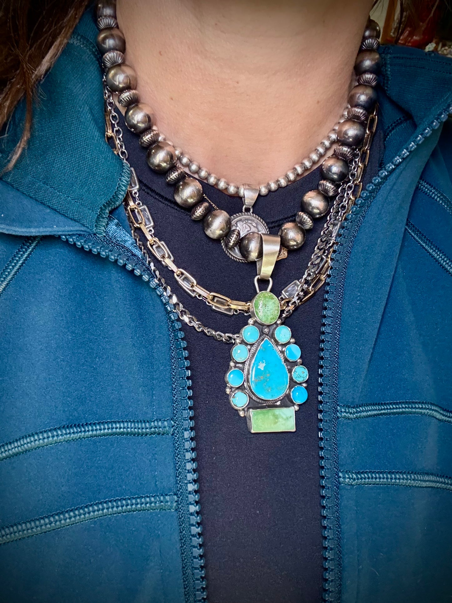 Sleeping Beauty & Sonoran Gold Pendant by Shelia Becenti