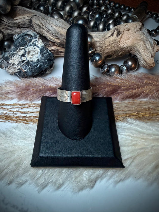 Red Coral Ring size 9.5