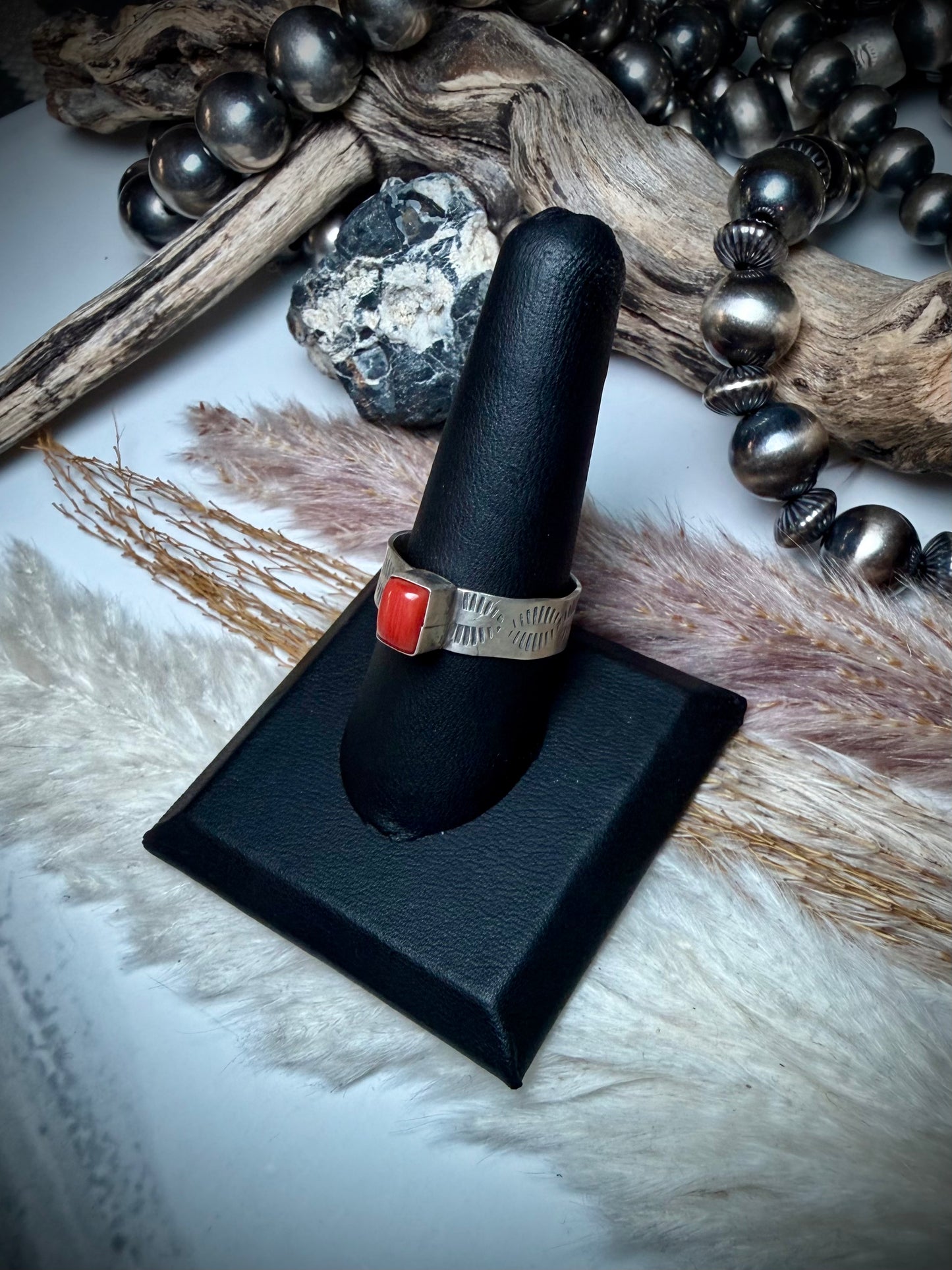 Red Coral Ring size 9.5