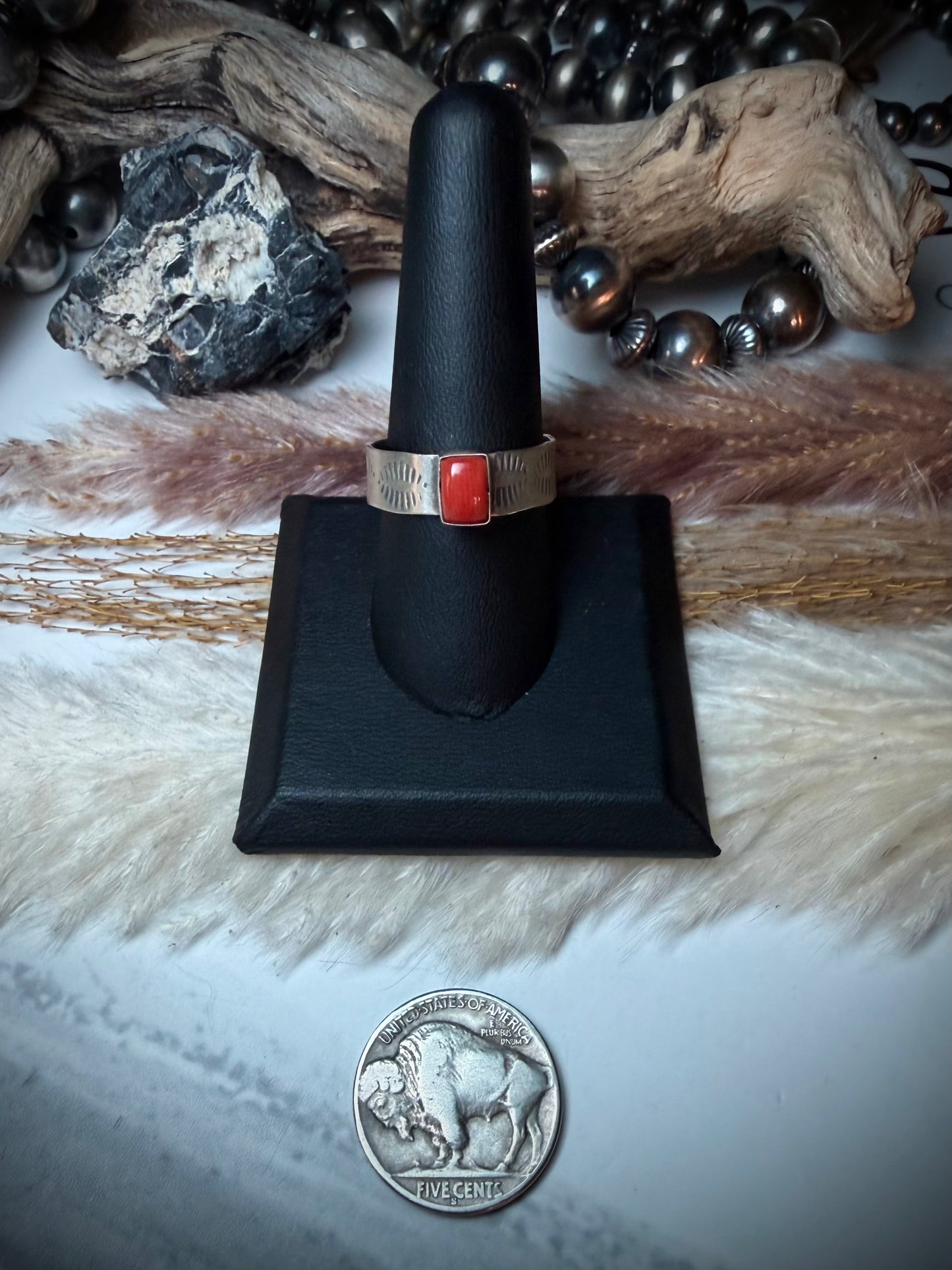 Red Coral Ring size 9.5