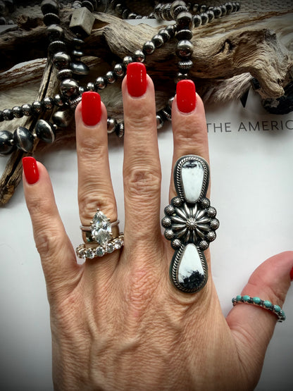 White Buffalo Crawler Ring- Size 8
