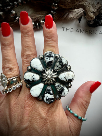 White Buffalo Cluster Ring- 9 1/2