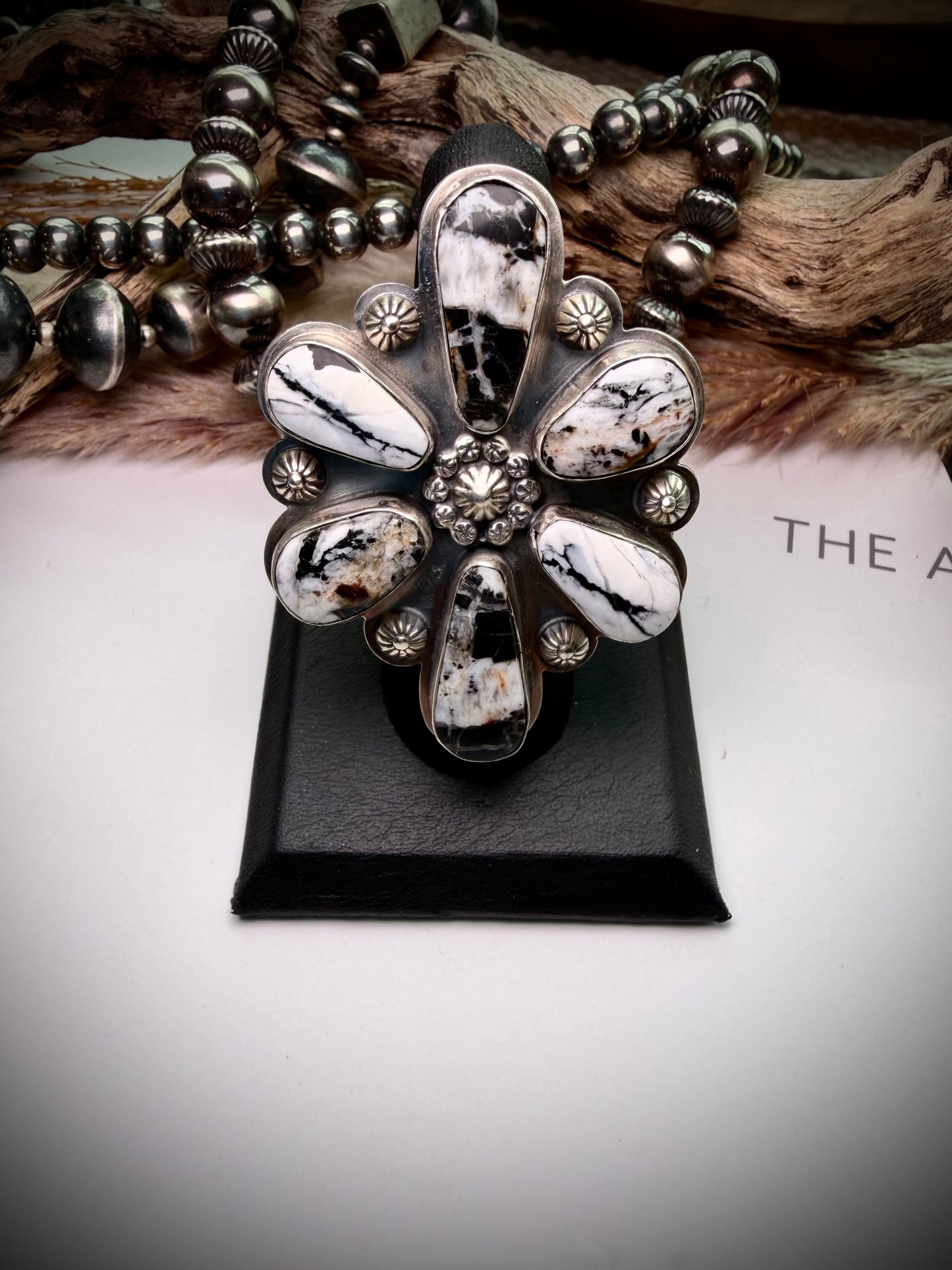 White Buffalo Cluster Ring- Adjustable