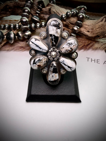 White Buffalo Cluster Ring- Adjustable