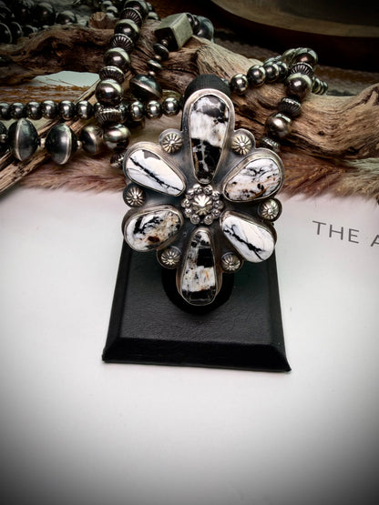 White Buffalo Cluster Ring- Adjustable