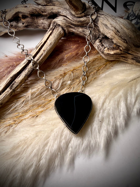 Obsidian "Lightning Bolt" Necklace