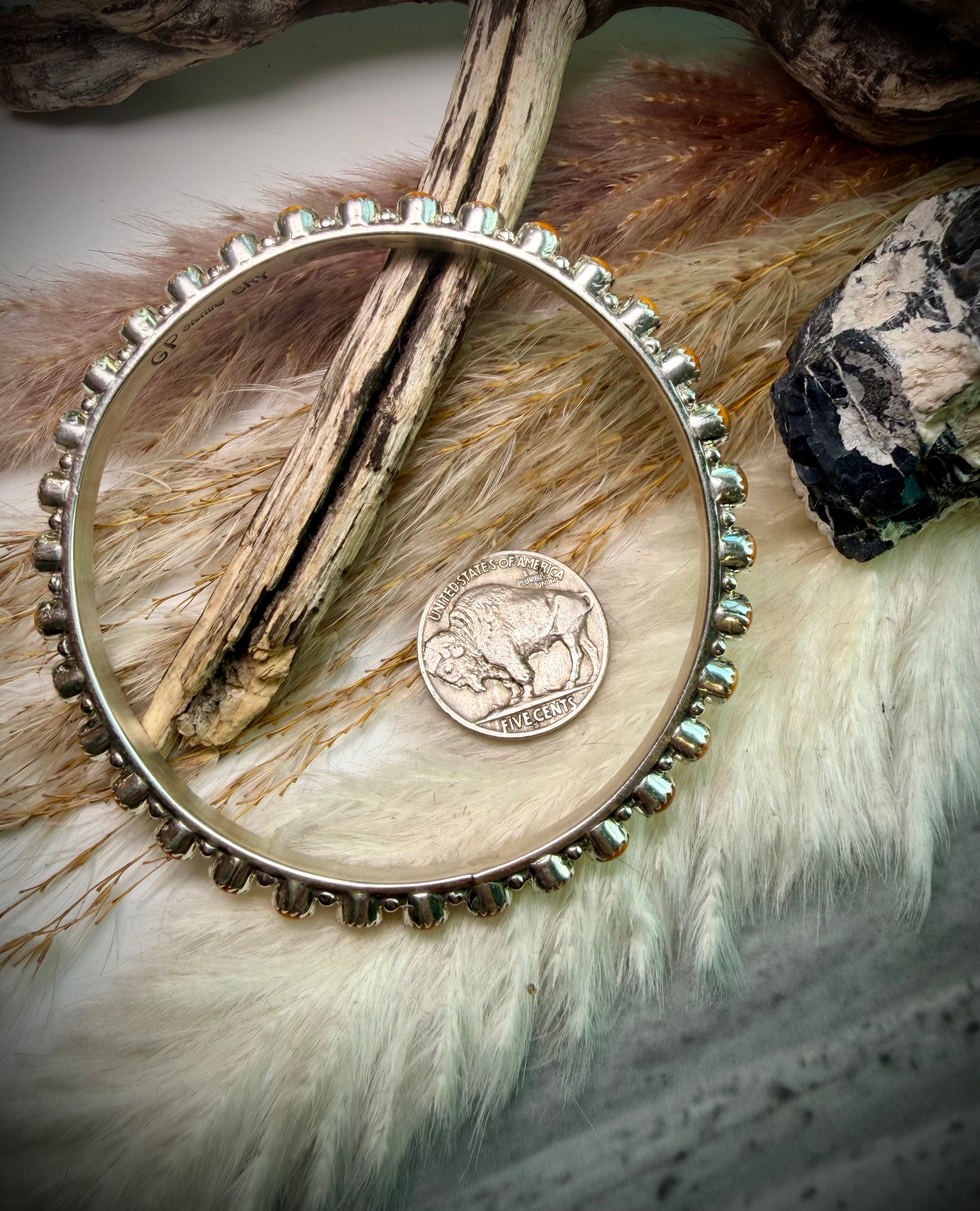 Orange Spiny Bangle Bracelet