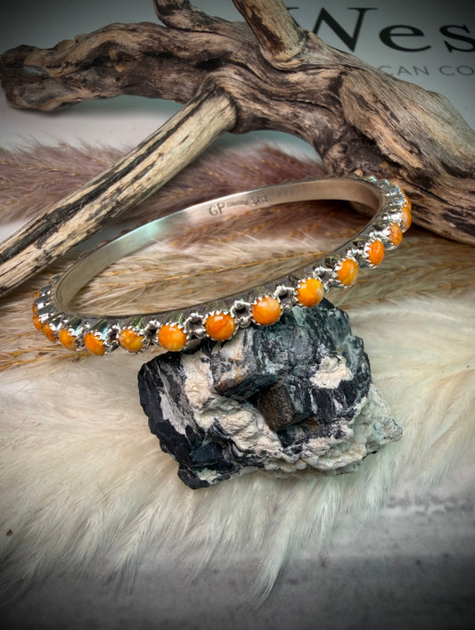 Orange Spiny Bangle Bracelet