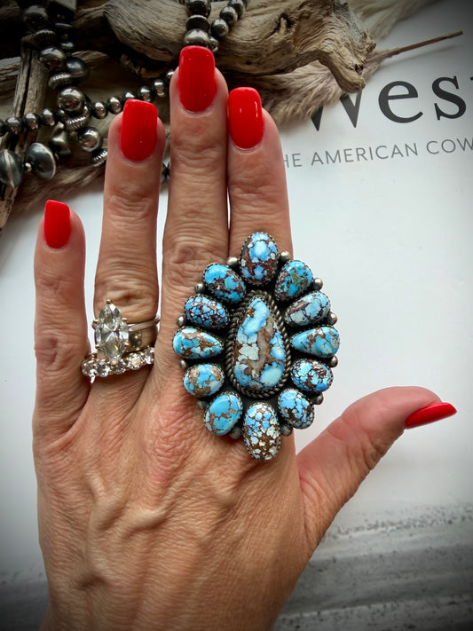 Golden Hills Cluster Ring- Adjustable