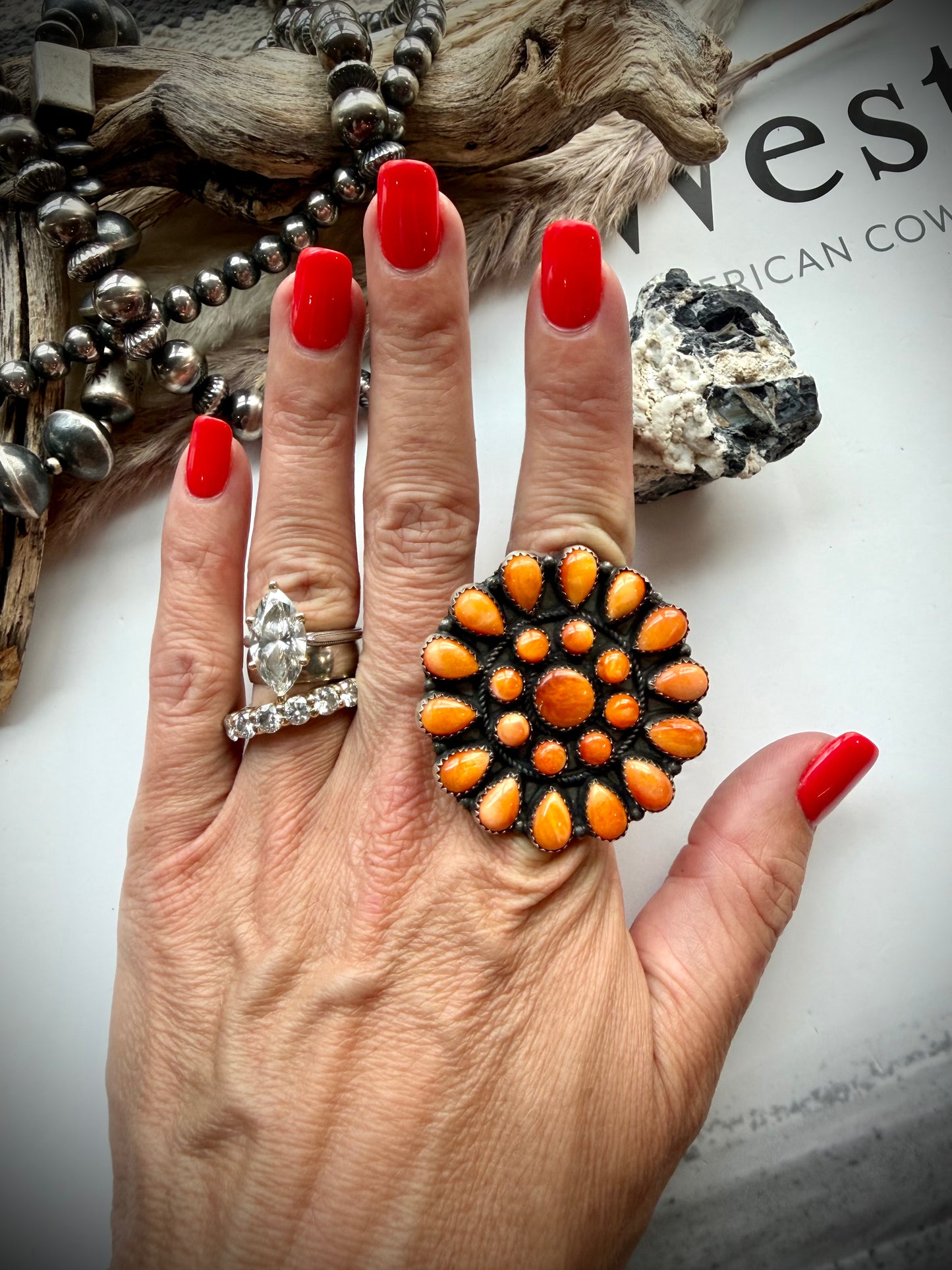 Devin Brown Orange Spiny Cluster Ring