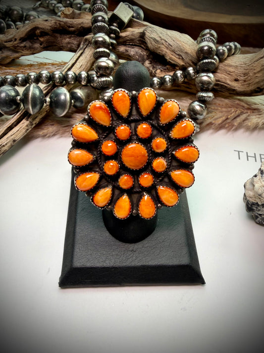 Devin Brown Orange Spiny Cluster Ring