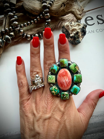 Red Spiny & Sonoran Gold Ring- Adjustable