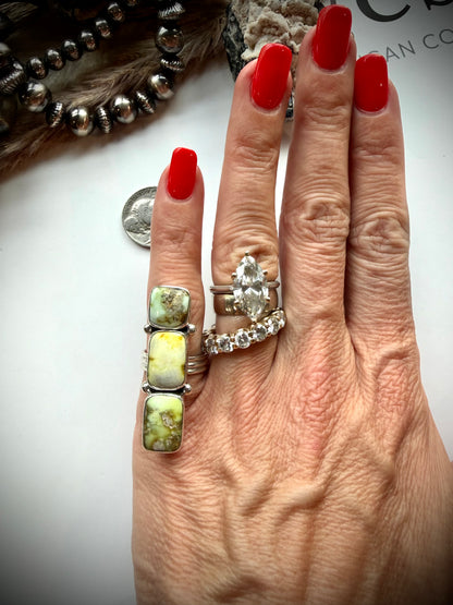 Three Stone Palomino Crawler Ring- 6