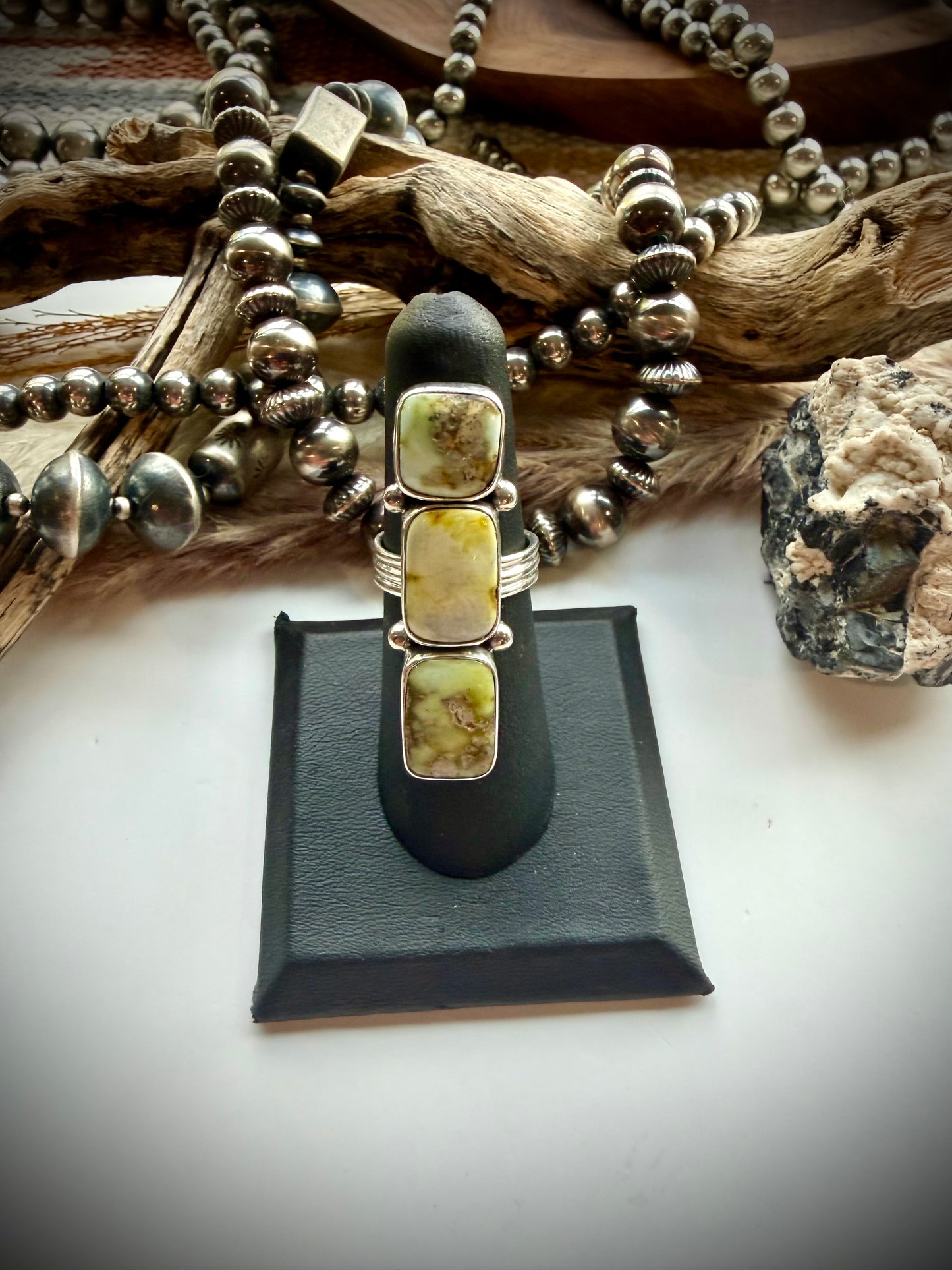 Three Stone Palomino Crawler Ring- 6
