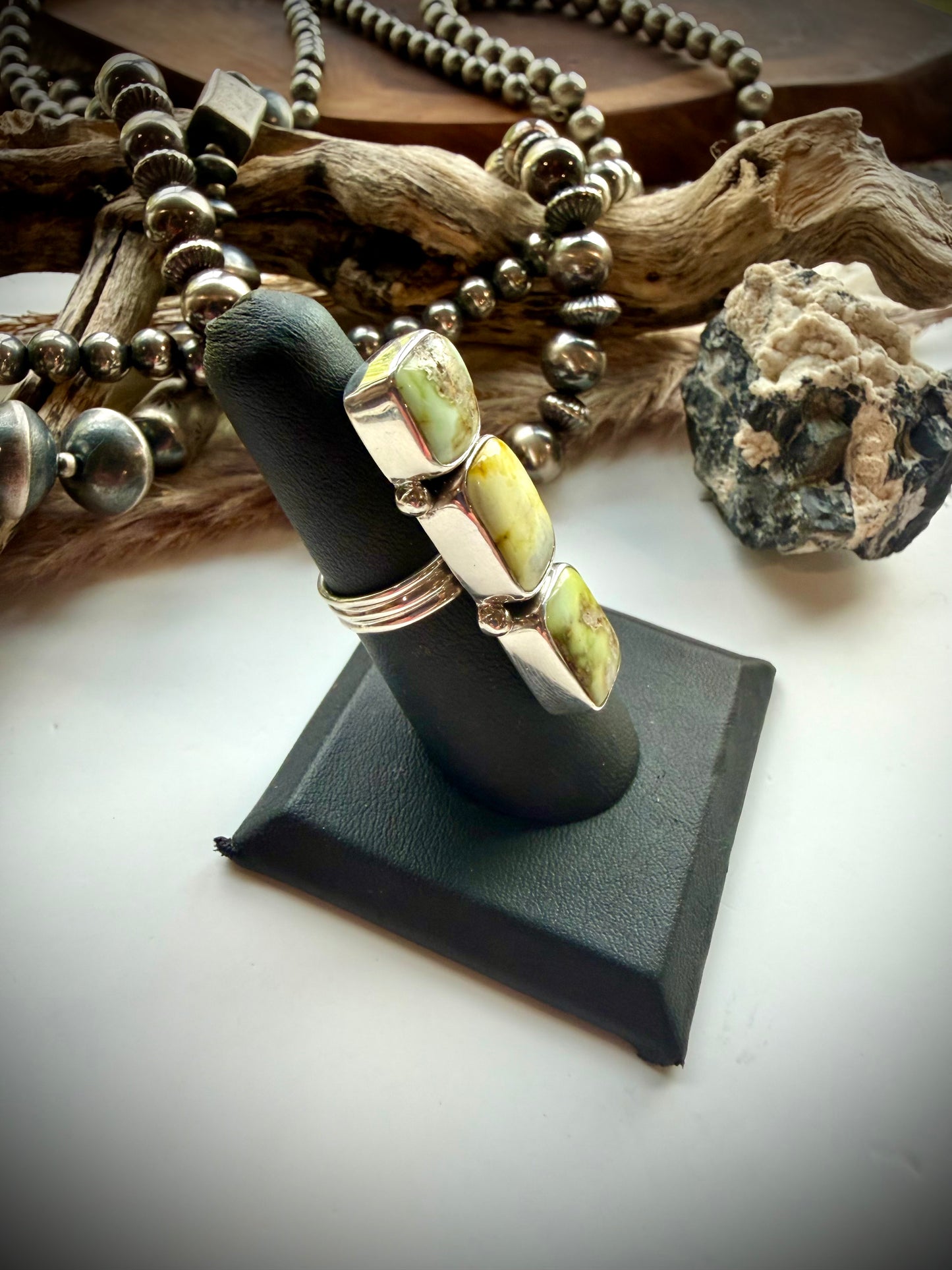 Three Stone Palomino Crawler Ring- 6