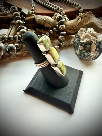 Three Stone Palomino Crawler Ring- 6
