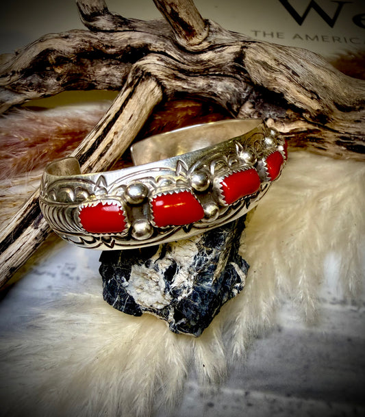 Red Coral Grace Silvers Cuff