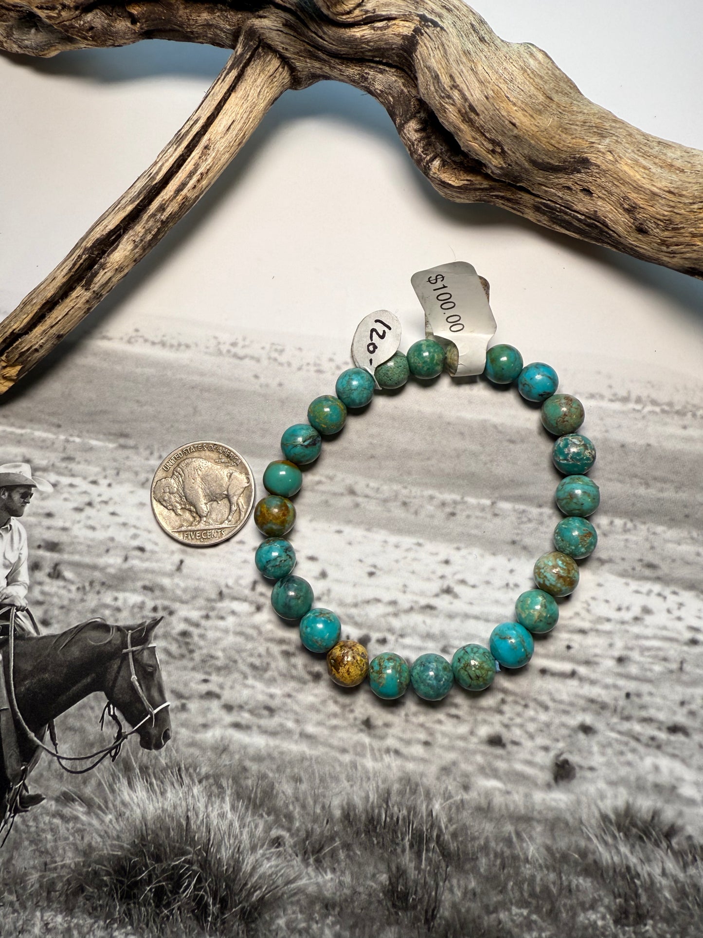 8mm Royston Turquoise Stretch Bracelet