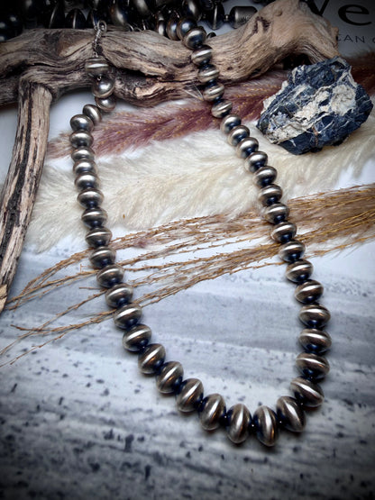 Handmade 16" 10mm Sterling Silver Navajo Pearl Necklace by Bryannen Halwood