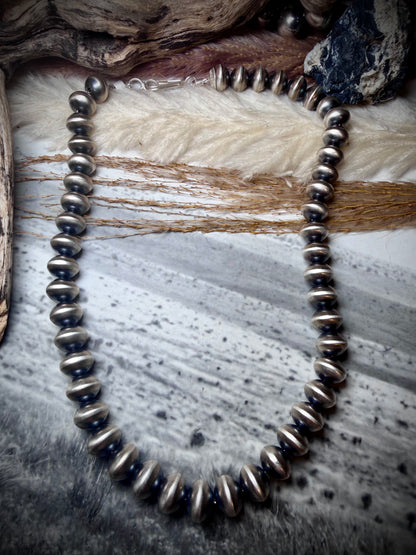 Handmade 16" 10mm Sterling Silver Navajo Pearl Necklace by Bryannen Halwood