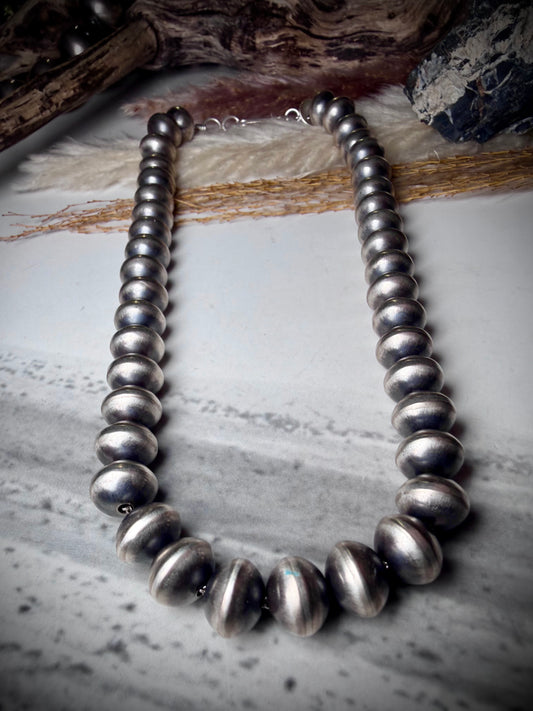 Handmade 14" 10mm Sterling Silver Navajo Pearl Necklace by Bryannen Halwood