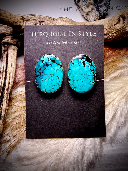 Large Teal Turquoise Snakeskin Studs