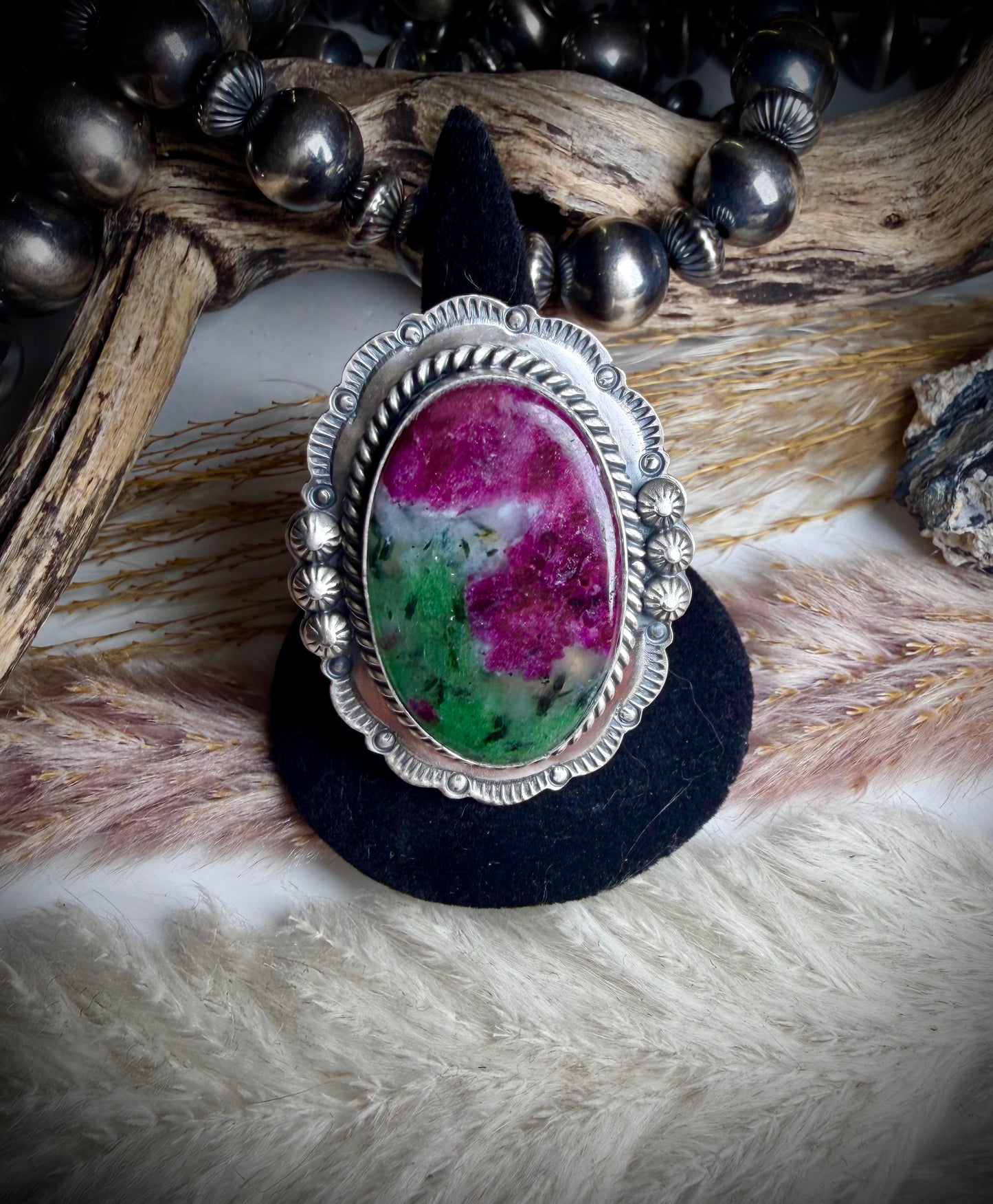 Ruby Zoisite Ring (Adjustable)