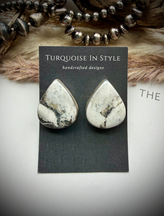 White Buffalo Teardrop Earrings