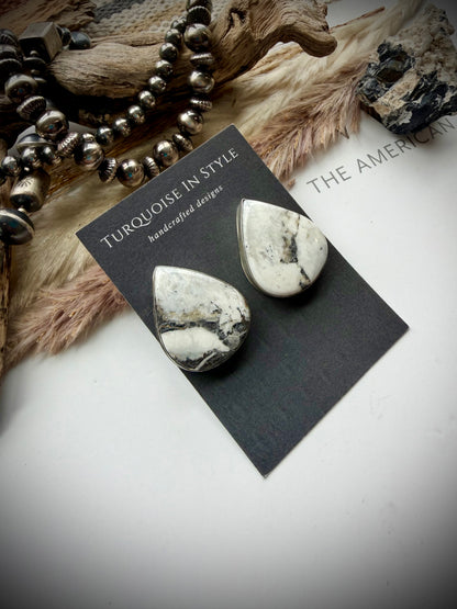 White Buffalo Teardrop Earrings