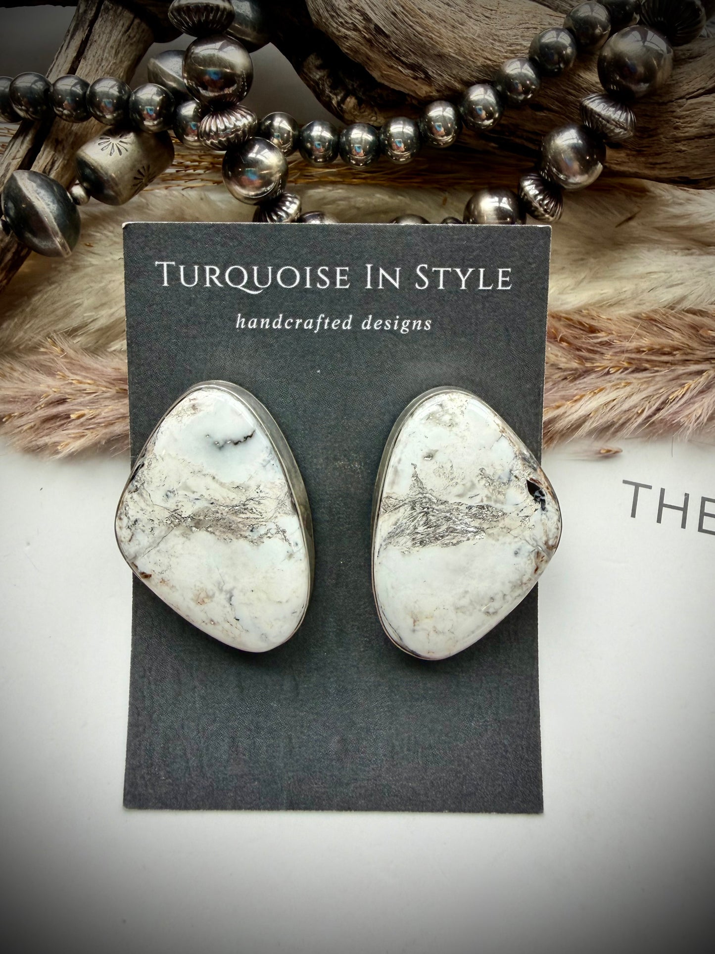 Large White Buffalo Earrings