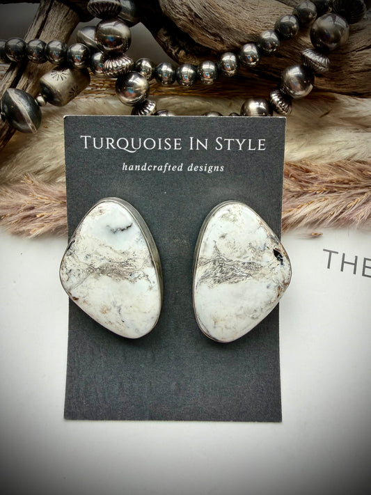 Large White Buffalo Earrings