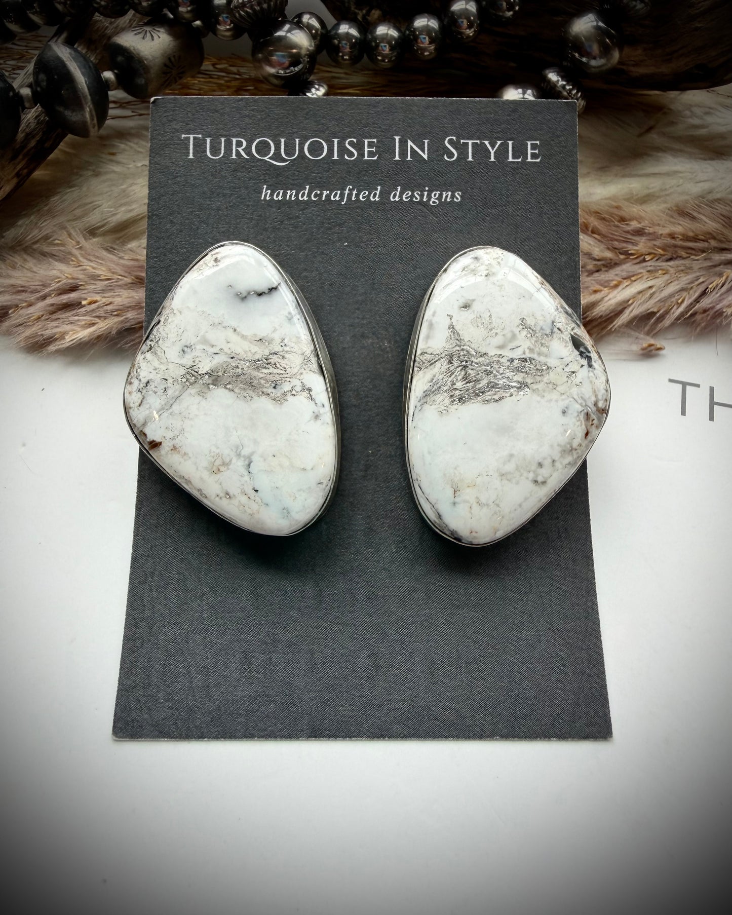 Large White Buffalo Earrings