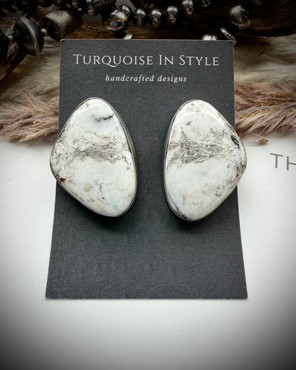 Large White Buffalo Earrings