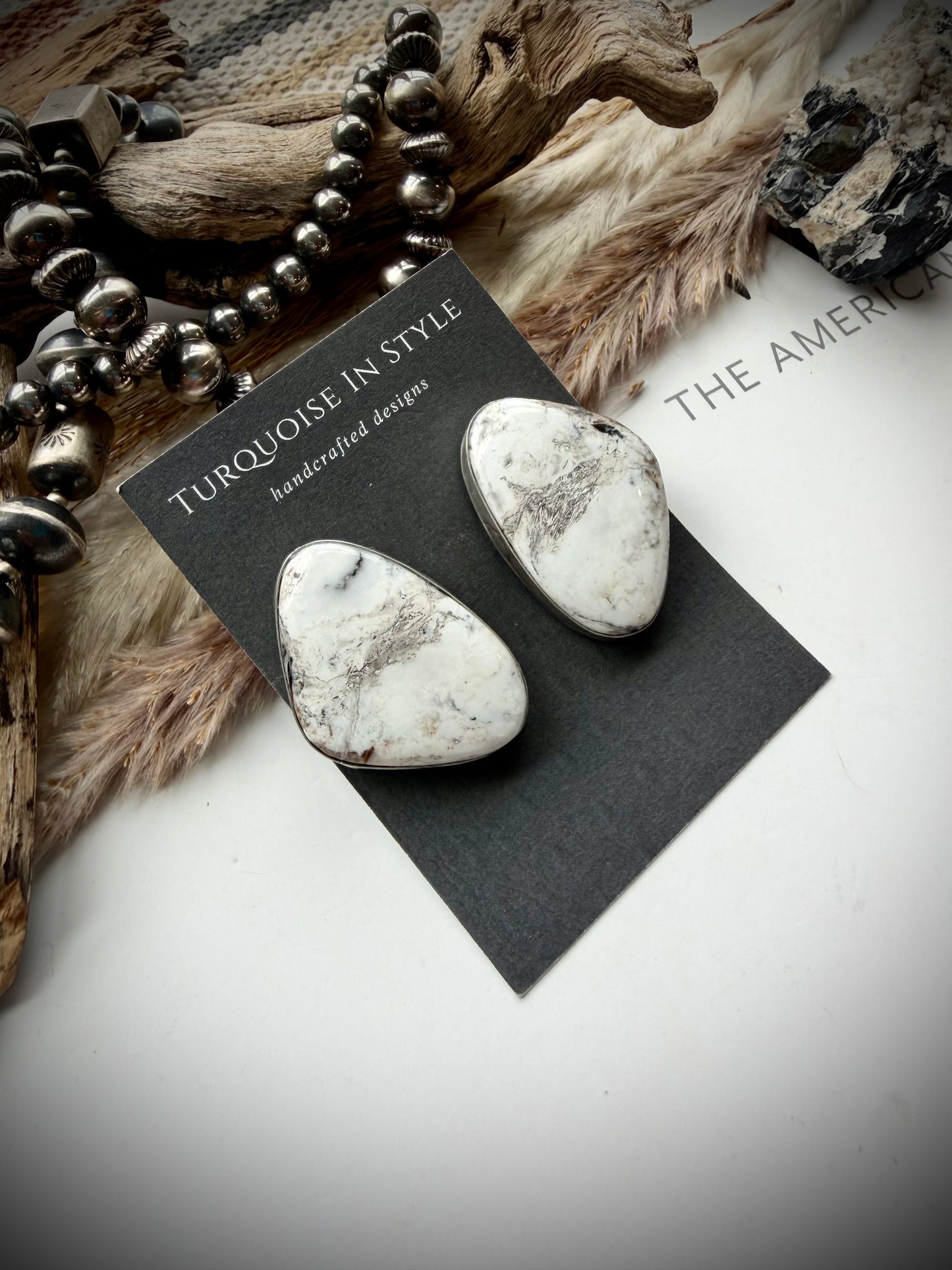 Large White Buffalo Earrings