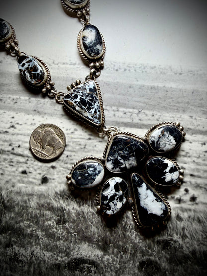 White Buffalo Lariat with Matching Earrings Set